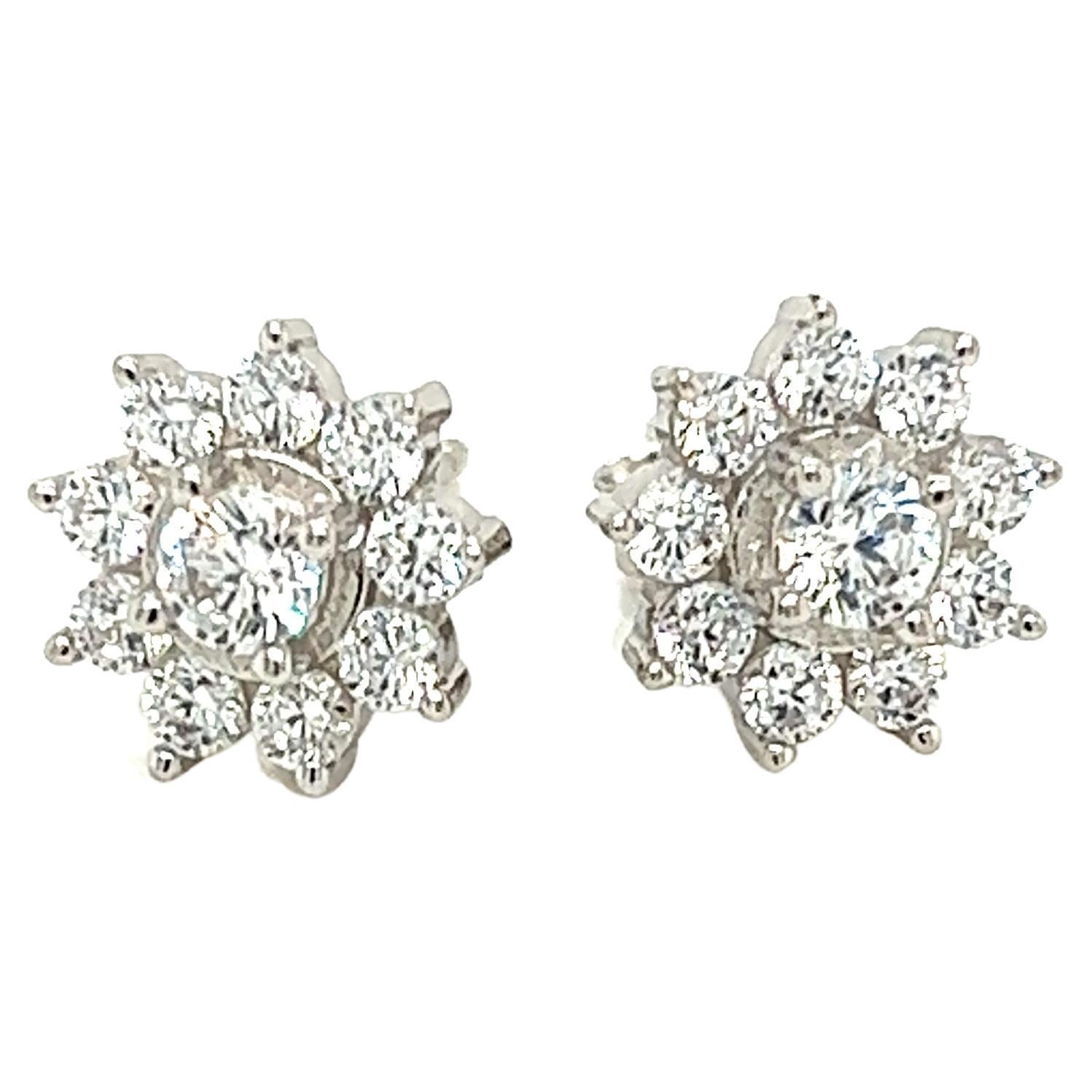 Tresor Paris Flower Cluster Halo Sterling Silver Stud Cubic Zirconia Earrings  For Sale