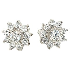 Tresor Paris Flower Cluster Halo Sterling Silver Stud Cubic Zirconia Earrings 