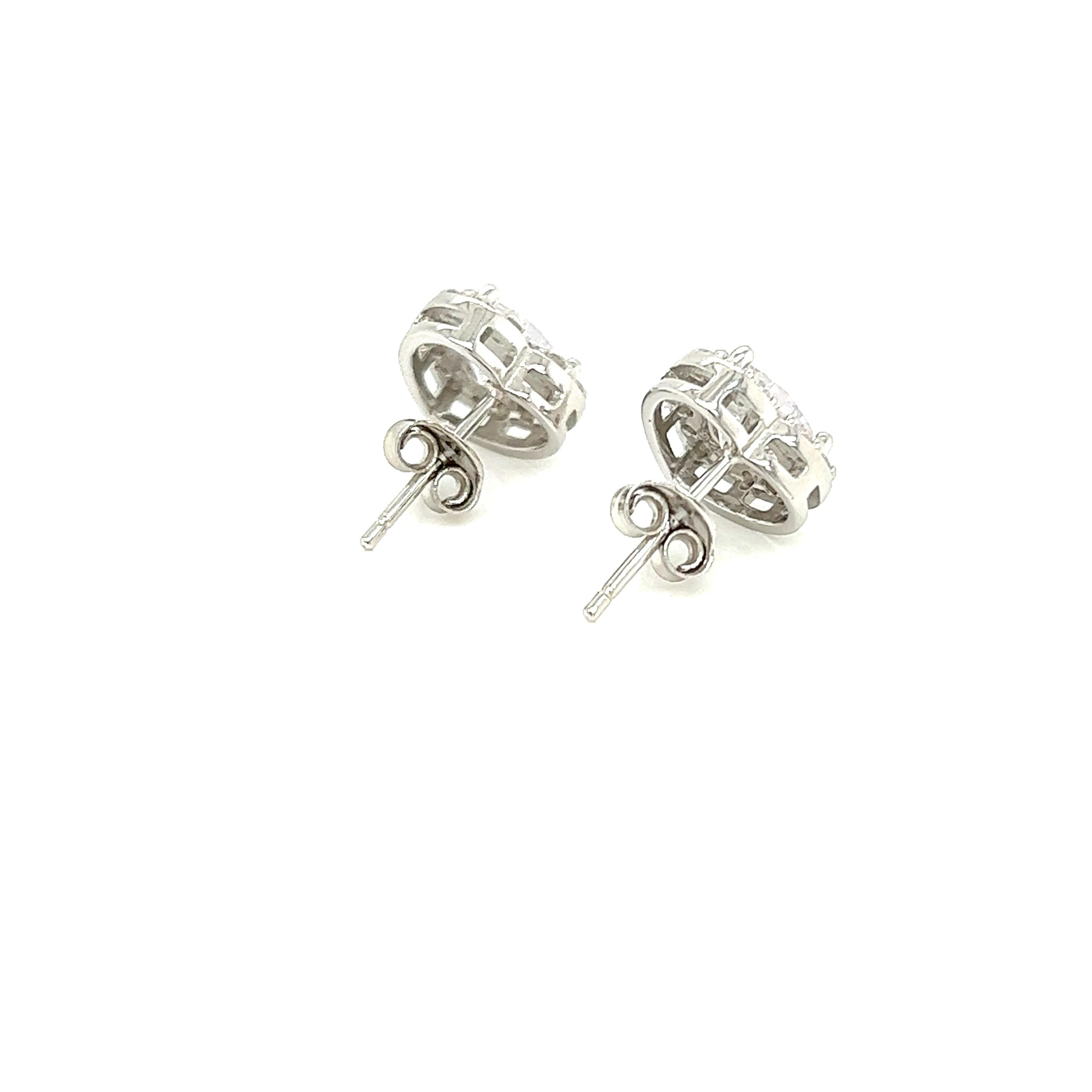 Tresor Paris Heart Cluster Halo Sterling Silver Stud Cubic Zirconia Earrings  For Sale 5