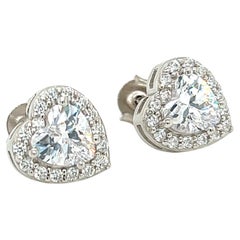 Tresor Paris Heart Cluster Halo Sterling Silver Stud Cubic Zirconia Earrings