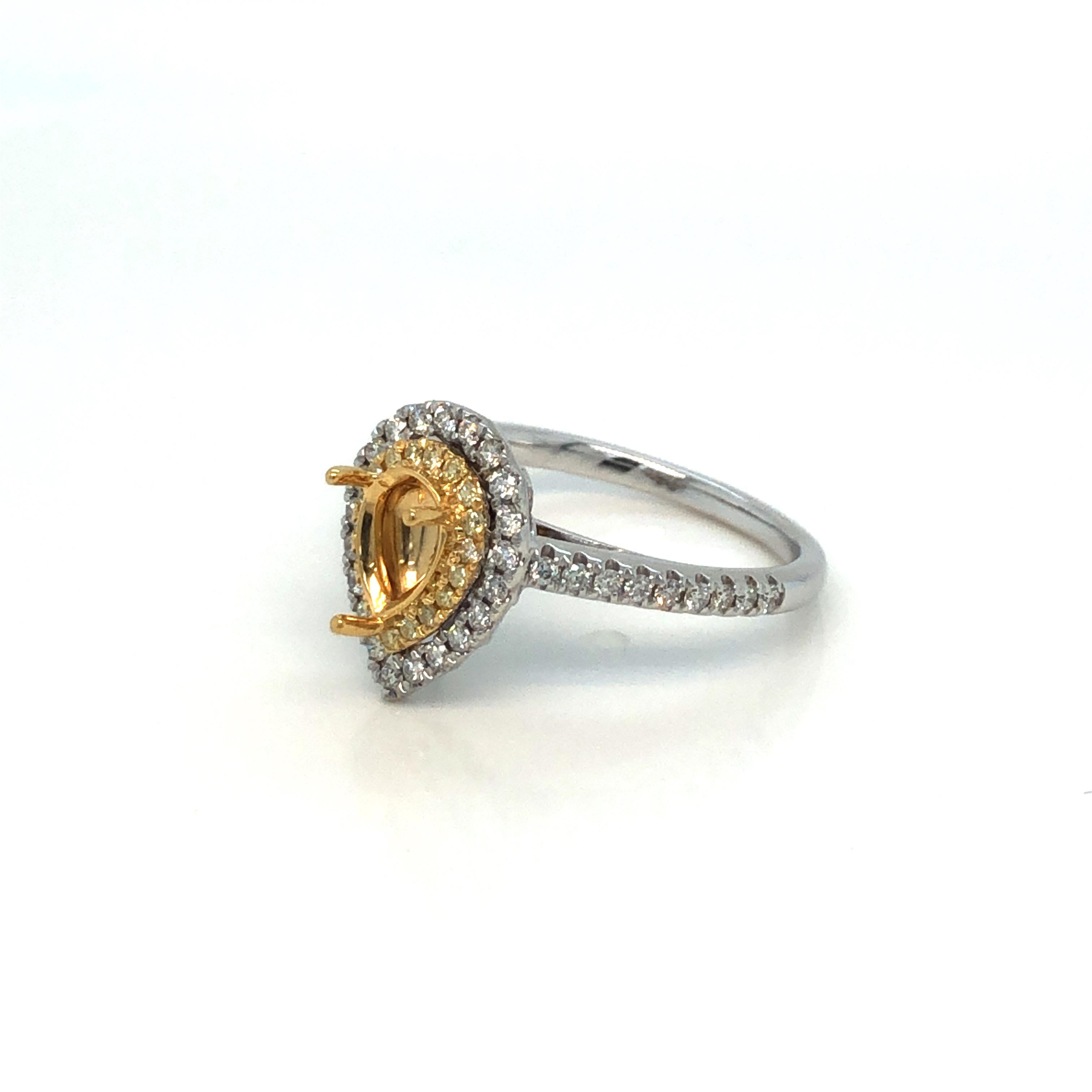 Tresor Paris Pear Shape Round Diamond Bespoke Mount Double Halo Engagement Ring For Sale 7