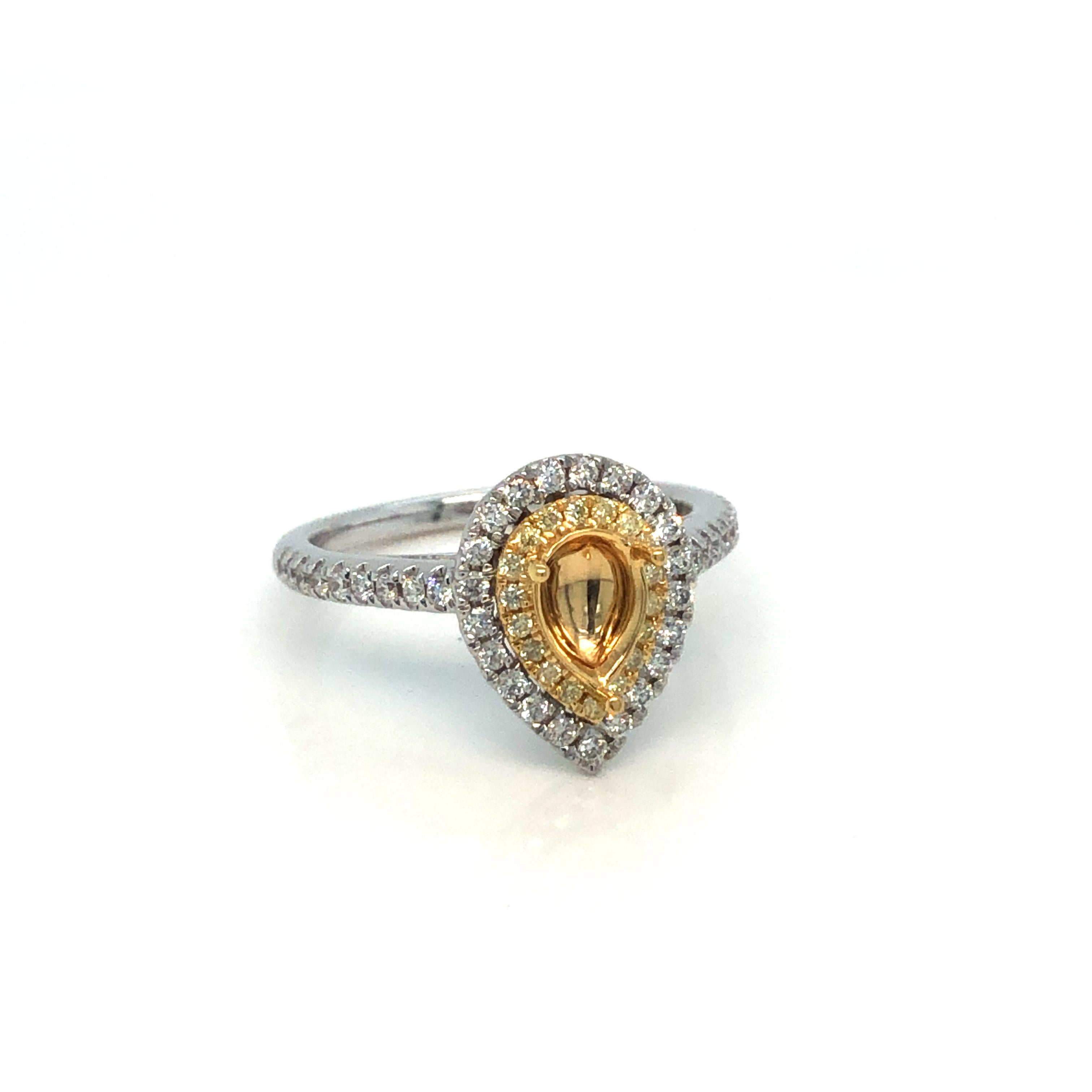 Tresor Paris Pear Shape Round Diamond Bespoke Mount Double Halo Engagement Ring For Sale 8