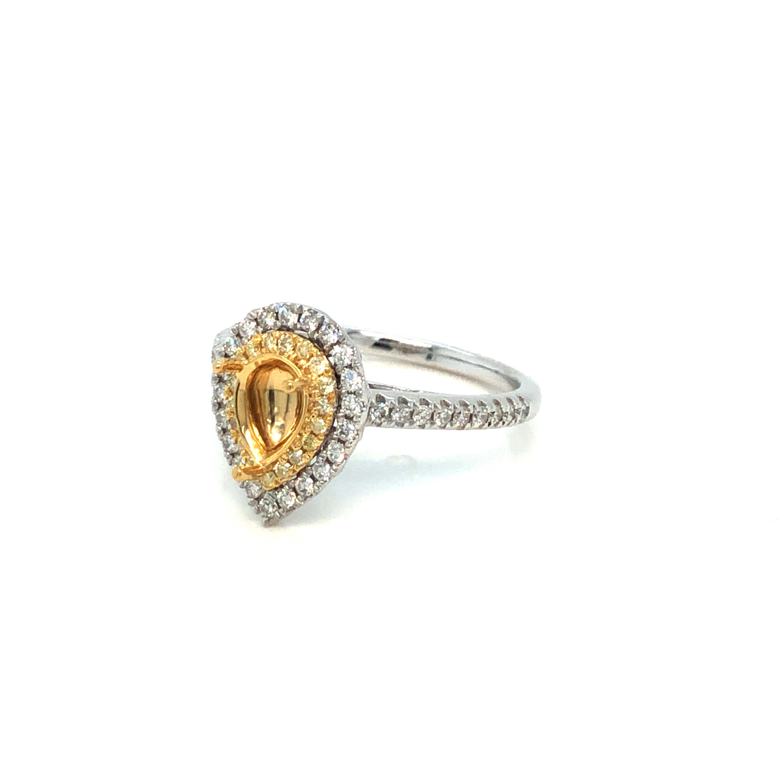 Tresor Paris Pear Shape Round Diamond Bespoke Mount Double Halo Engagement Ring For Sale 9