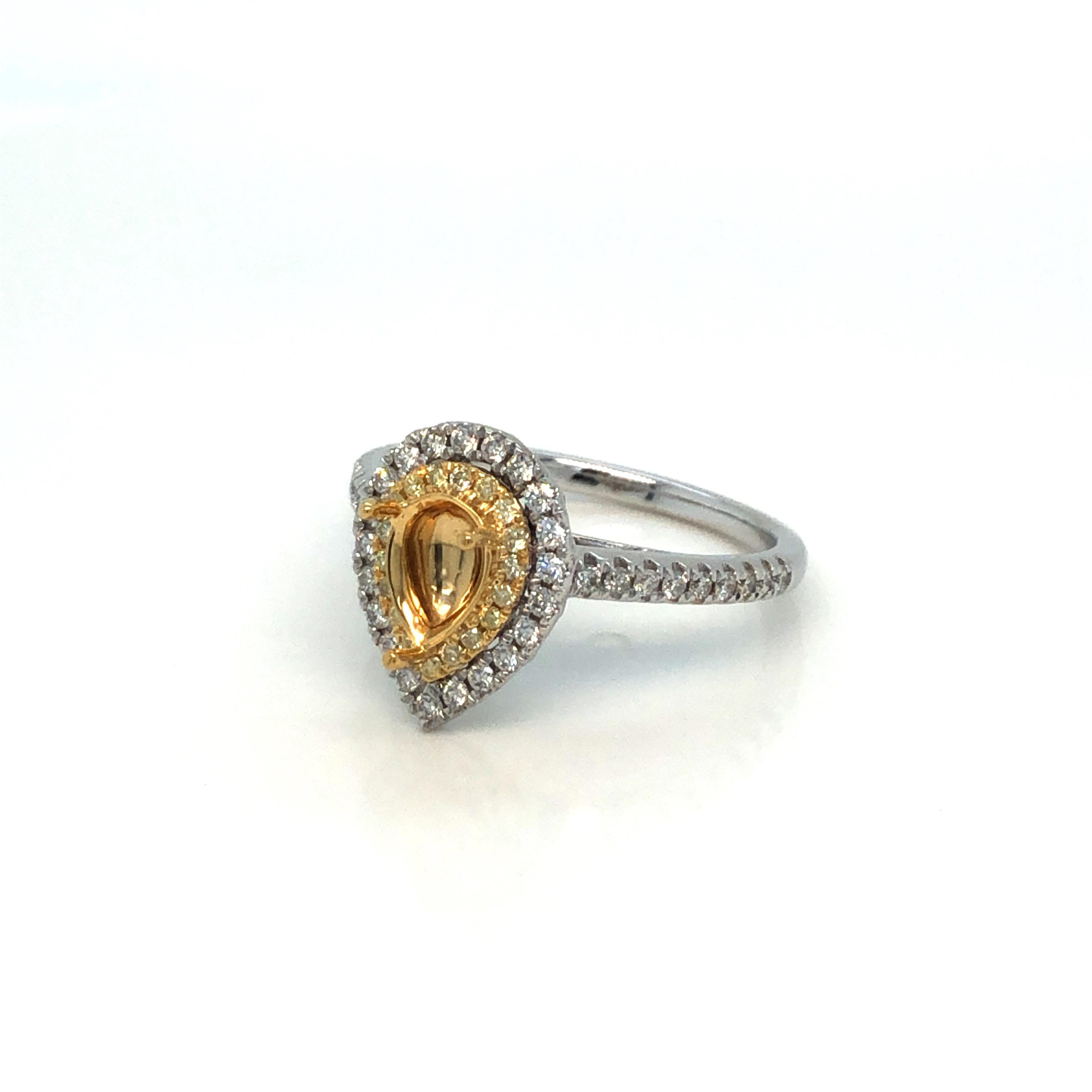 Tresor Paris Pear Shape Round Diamond Bespoke Mount Double Halo Engagement Ring For Sale 10