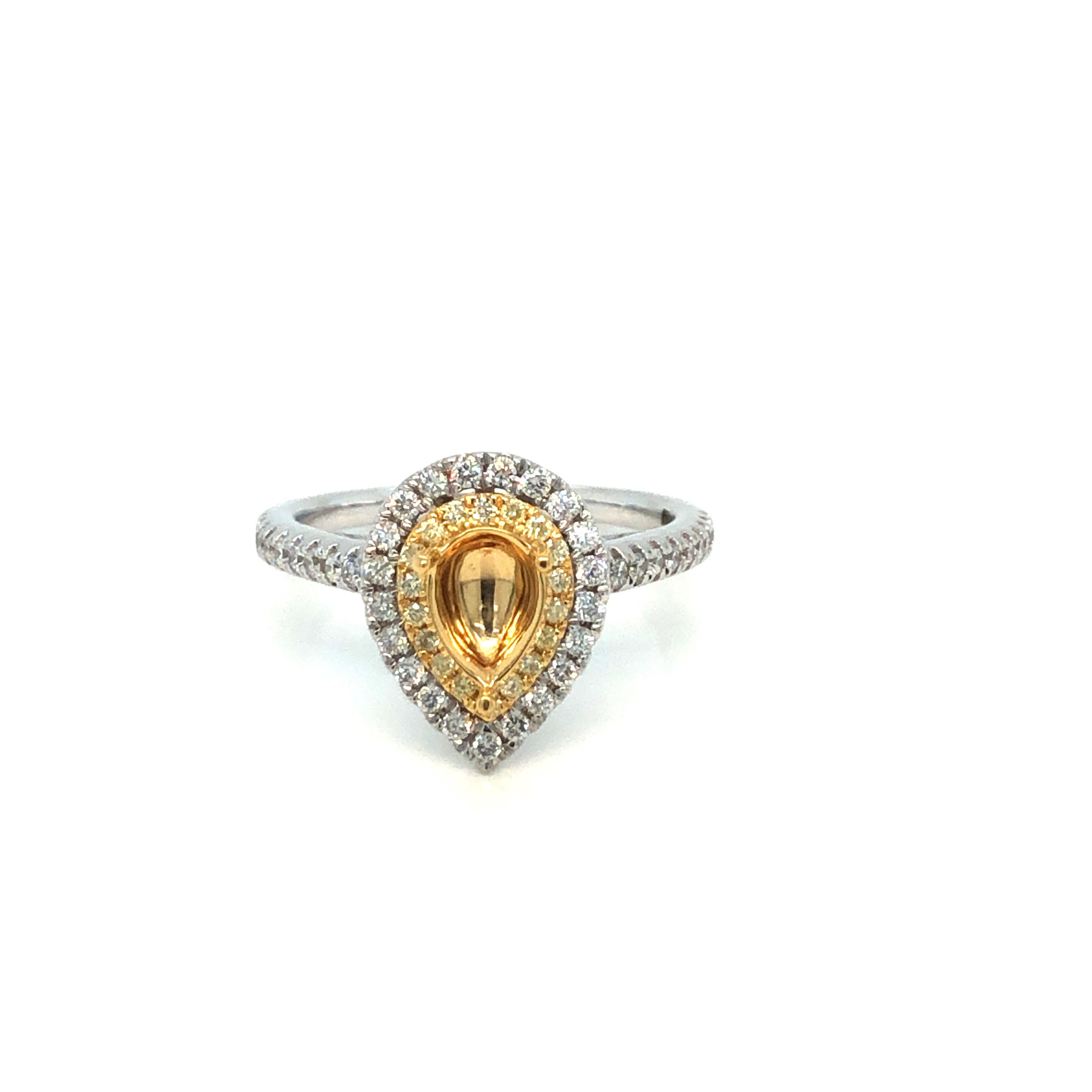 Tresor Paris Pear Shape Round Diamond Bespoke Mount Double Halo Engagement Ring For Sale 11