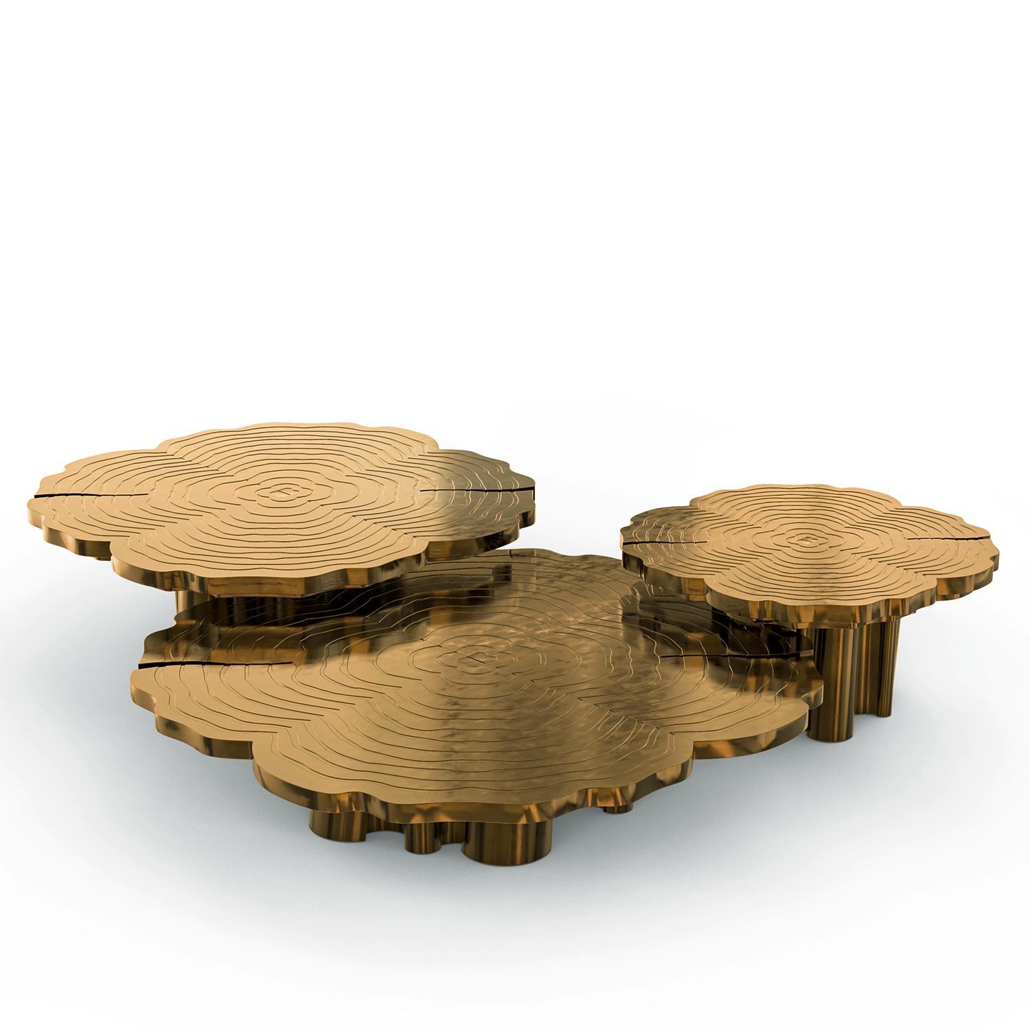 Portuguese Tresor Patinated Set of 3 Coffee Table For Sale