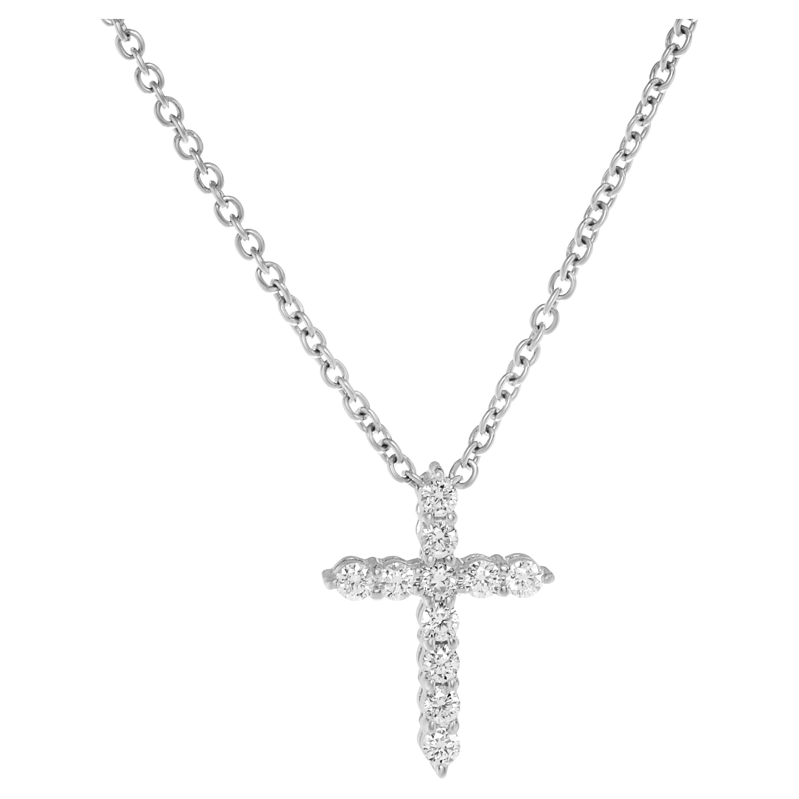 Tresorra 18k White Gold Diamond Cross Pendant For Sale at 1stDibs
