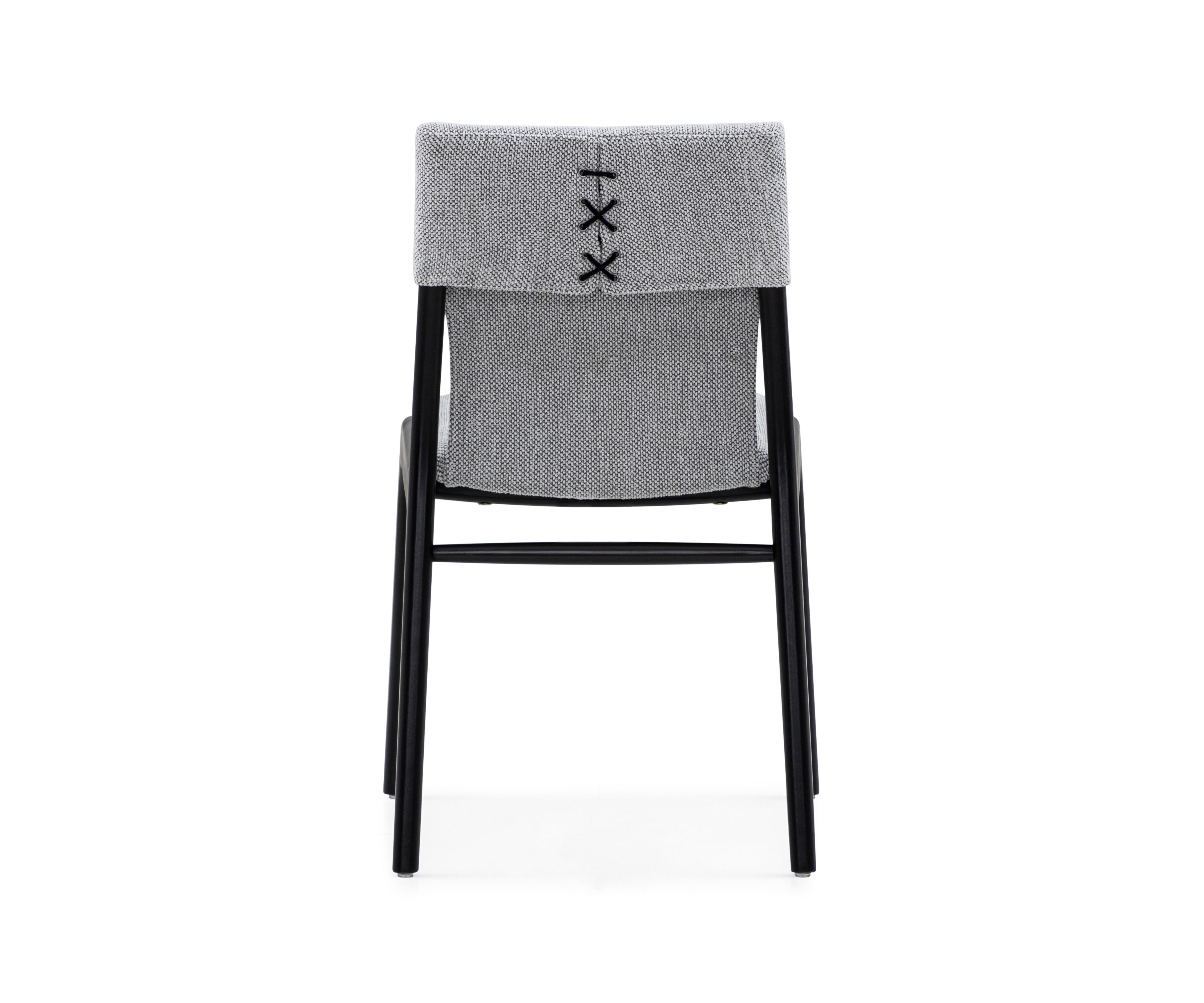 Brazilian Tress Dining Chair in Gray Fabric Upholstered and Black Wood Finish, Set of 2 For Sale