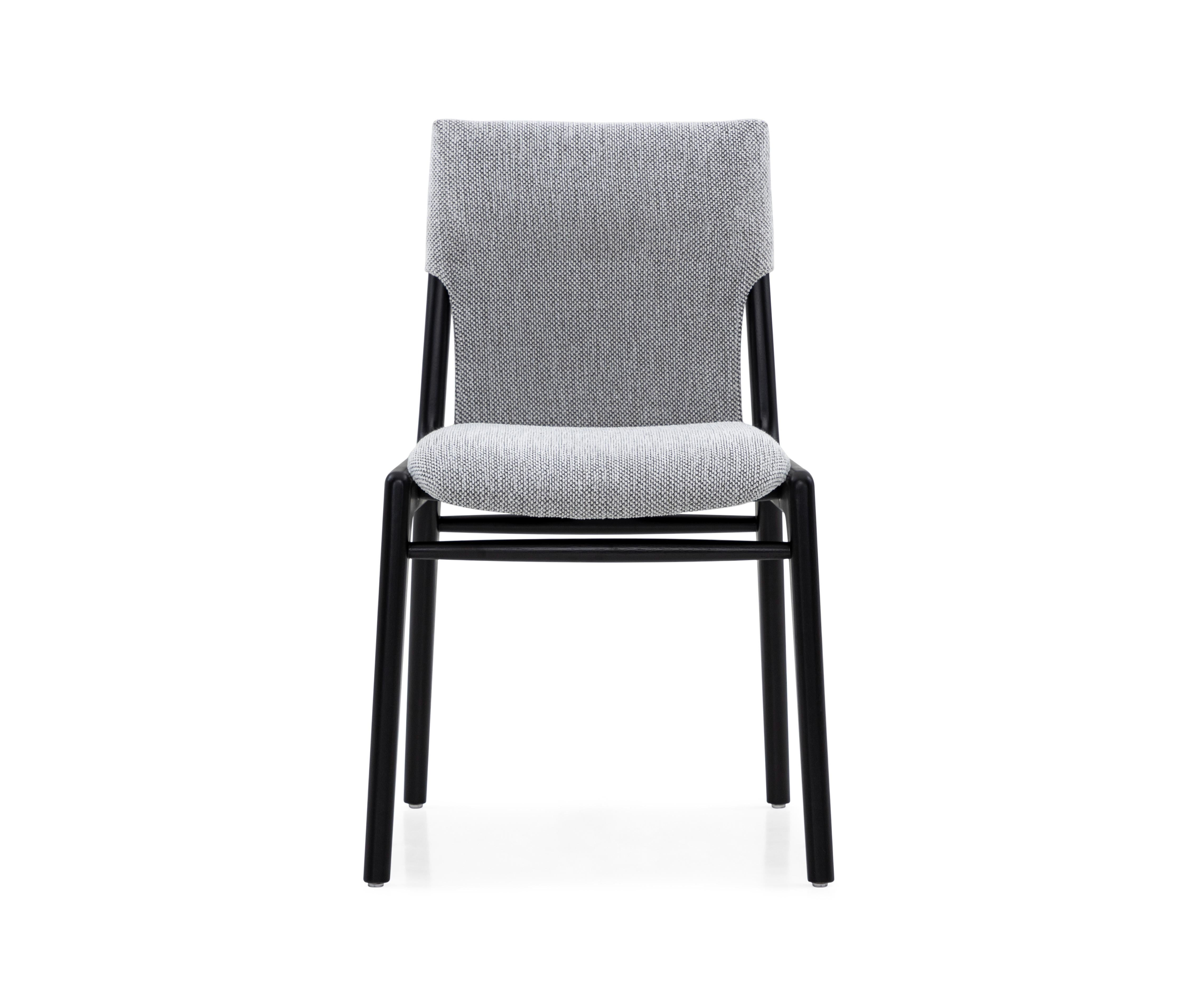 Tress Dining Chair in Gray Fabric Upholstered and Black Wood Finish, Set of 2 In New Condition For Sale In Miami, FL