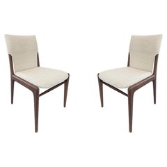 Tress in Light Beige Fabric Upholstered Dining Chair in Walnut, set of 2