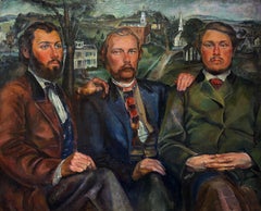 “Daguerreotype Dandies, c. 1937”  Tressa Benson Regionalist American Maine Oil