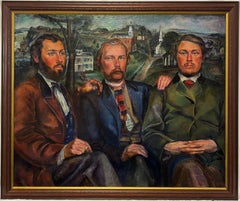 “Daguerreotype Dandies, c. 1937”  Tressa Benson Regionalist American Maine Oil