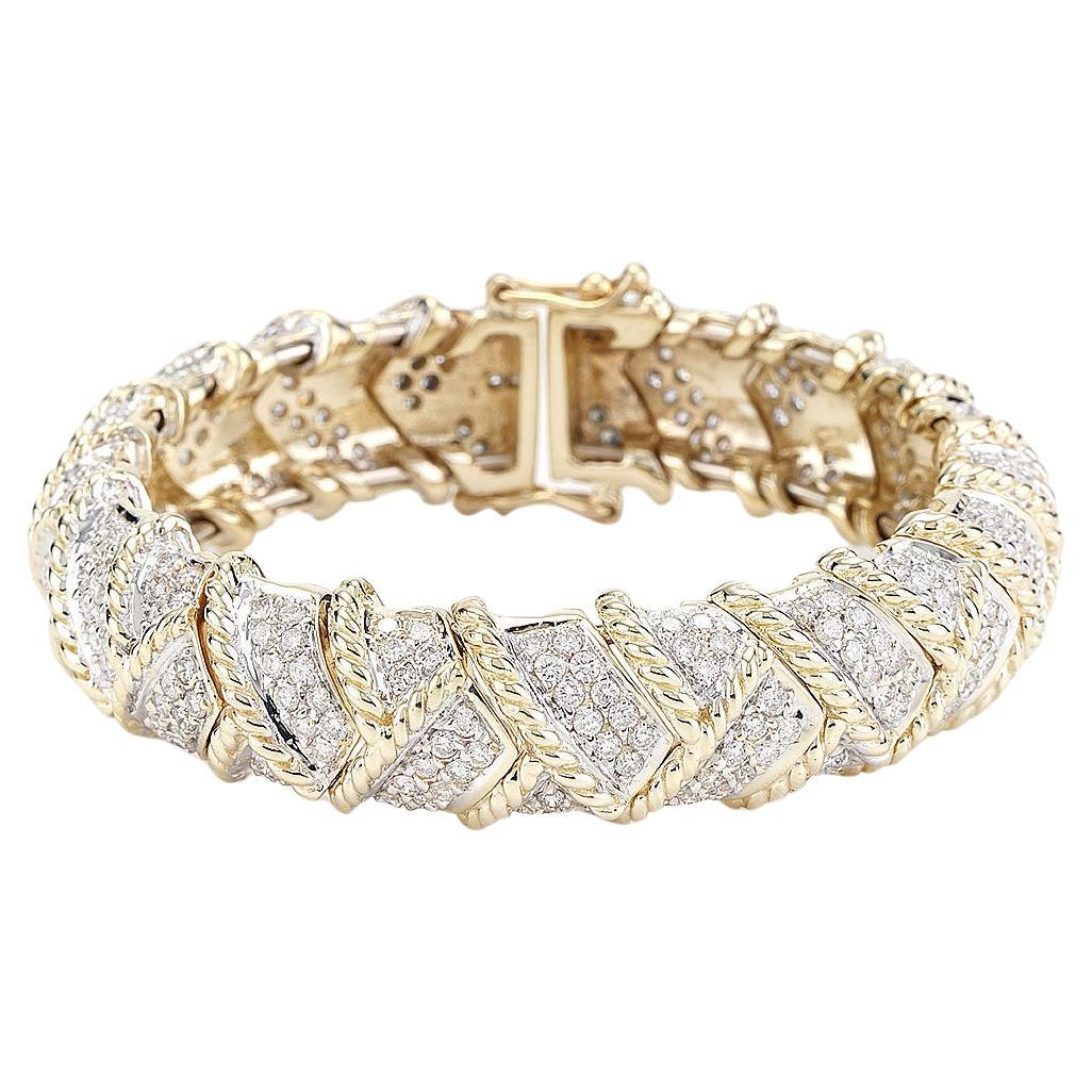 Tressé 10 CTTW Braided Rope Diamond Bracelet in 14K Yellow Gold For Sale