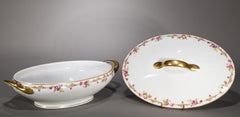 Tressemanes & Vogt Limoges Porcelain Footed Serving Dish & Lid, France 1891-1907