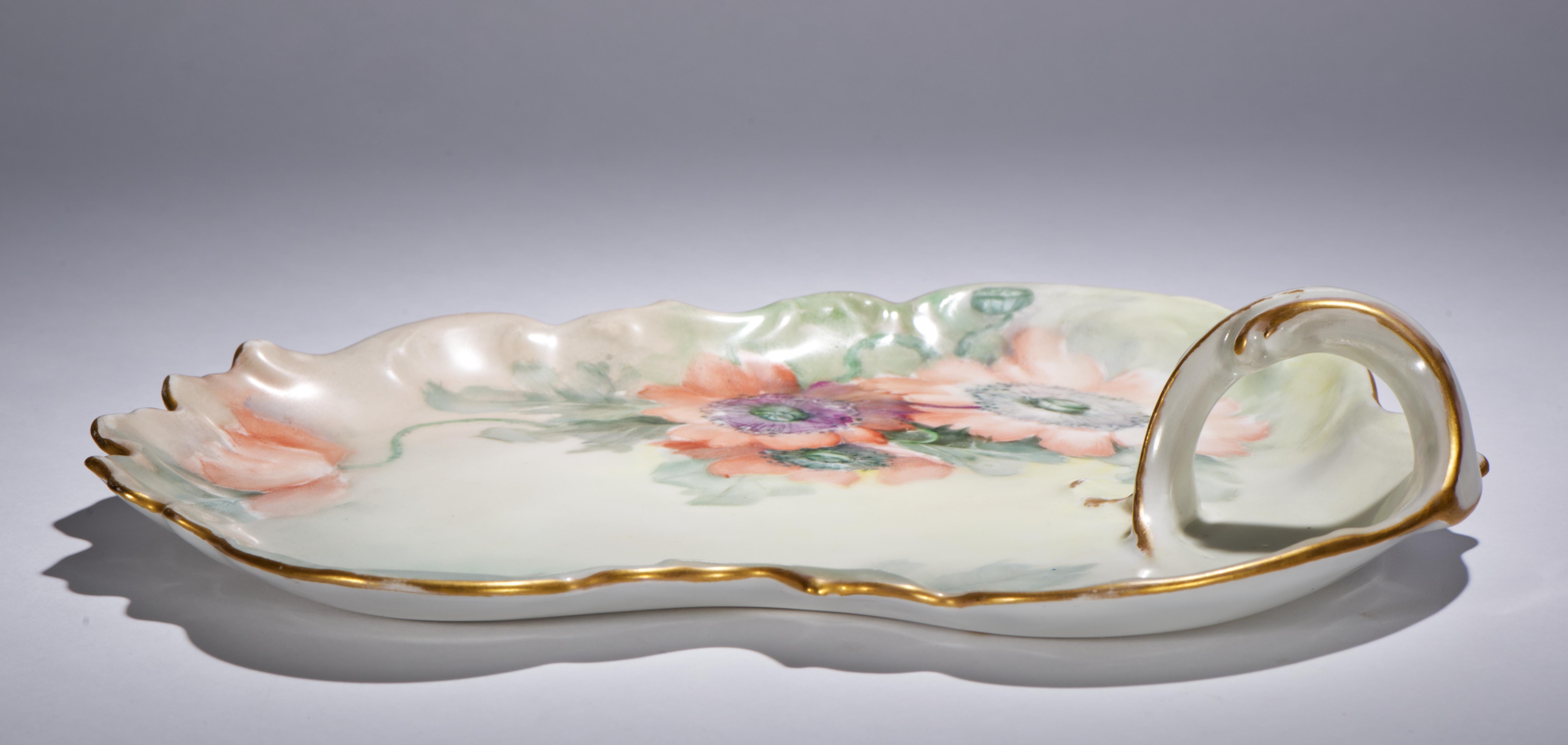 Vassoio da toilette in porcellana di Tressemanes & Vogt dipinto a mano, Francia 1895 in vendita 4