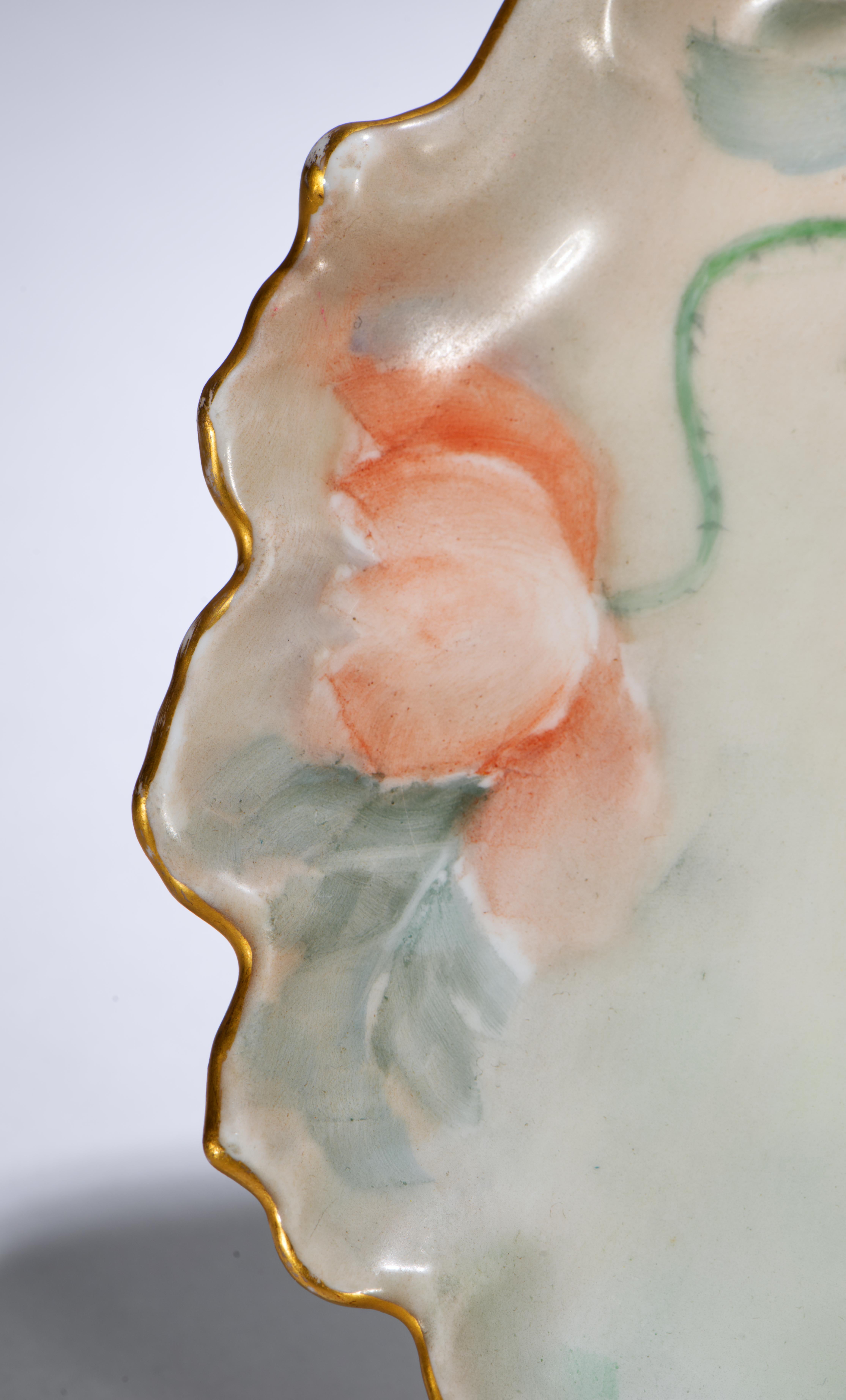 Fine XIX secolo Vassoio da toilette in porcellana di Tressemanes & Vogt dipinto a mano, Francia 1895 in vendita