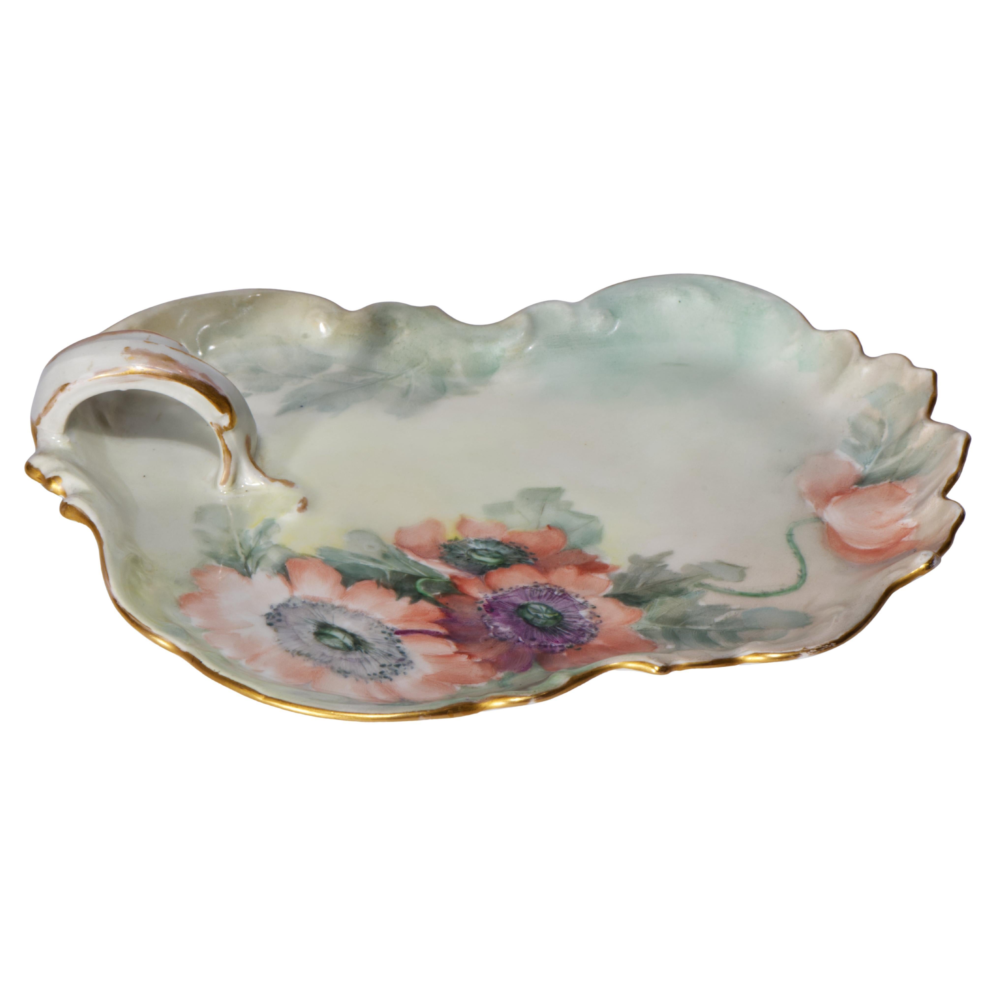 Vassoio da toilette in porcellana di Tressemanes & Vogt dipinto a mano, Francia 1895 in vendita