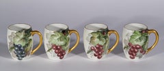 Tressemanes & Vogt Limoges Porcelain Set of 4 Cups Mugs, 1891-1907 Hand Painted