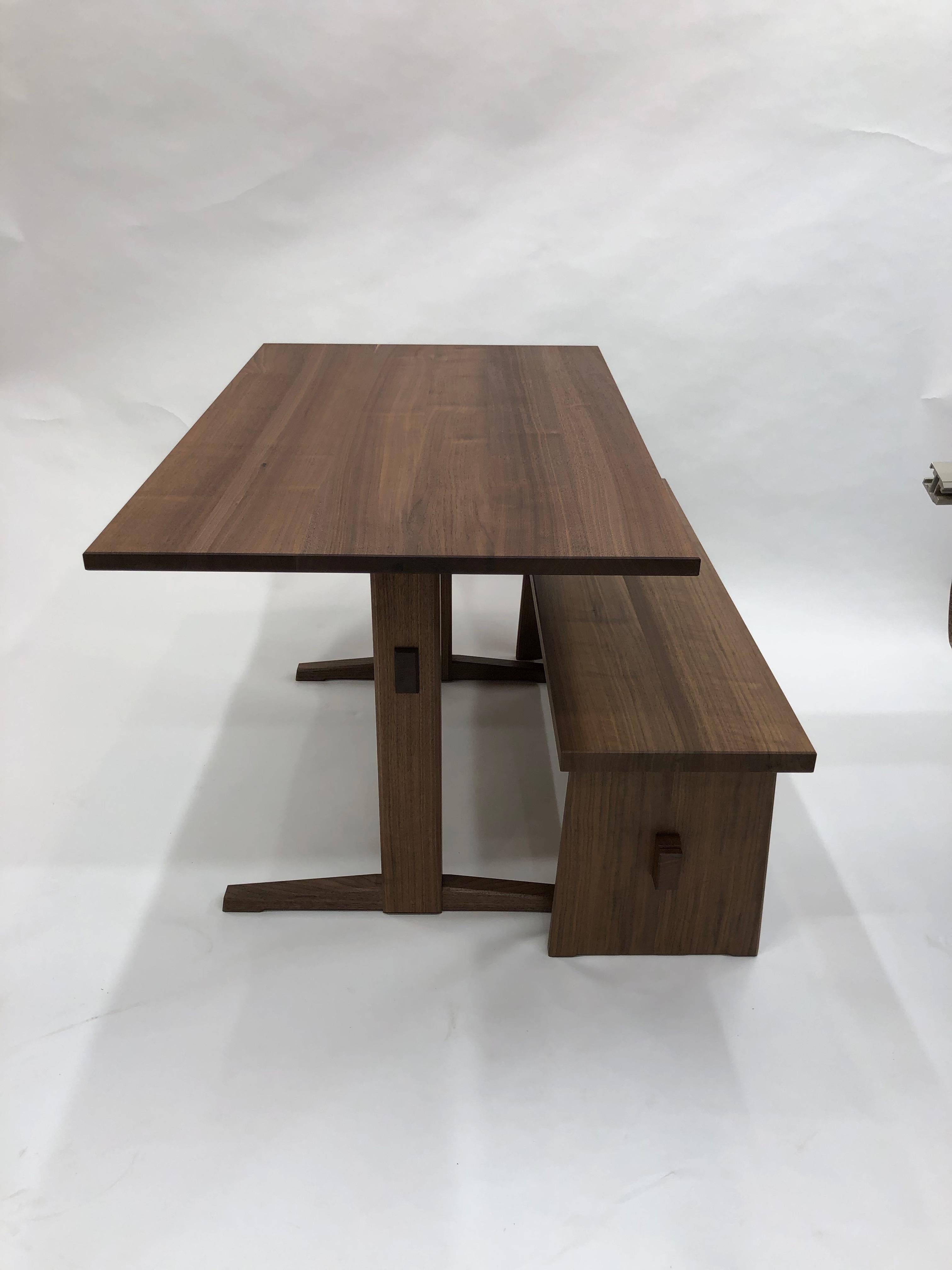 Contemporary Trestle Base Bench Seat in Quarter Sawn Walnut by Brian Holcombe For Sale
