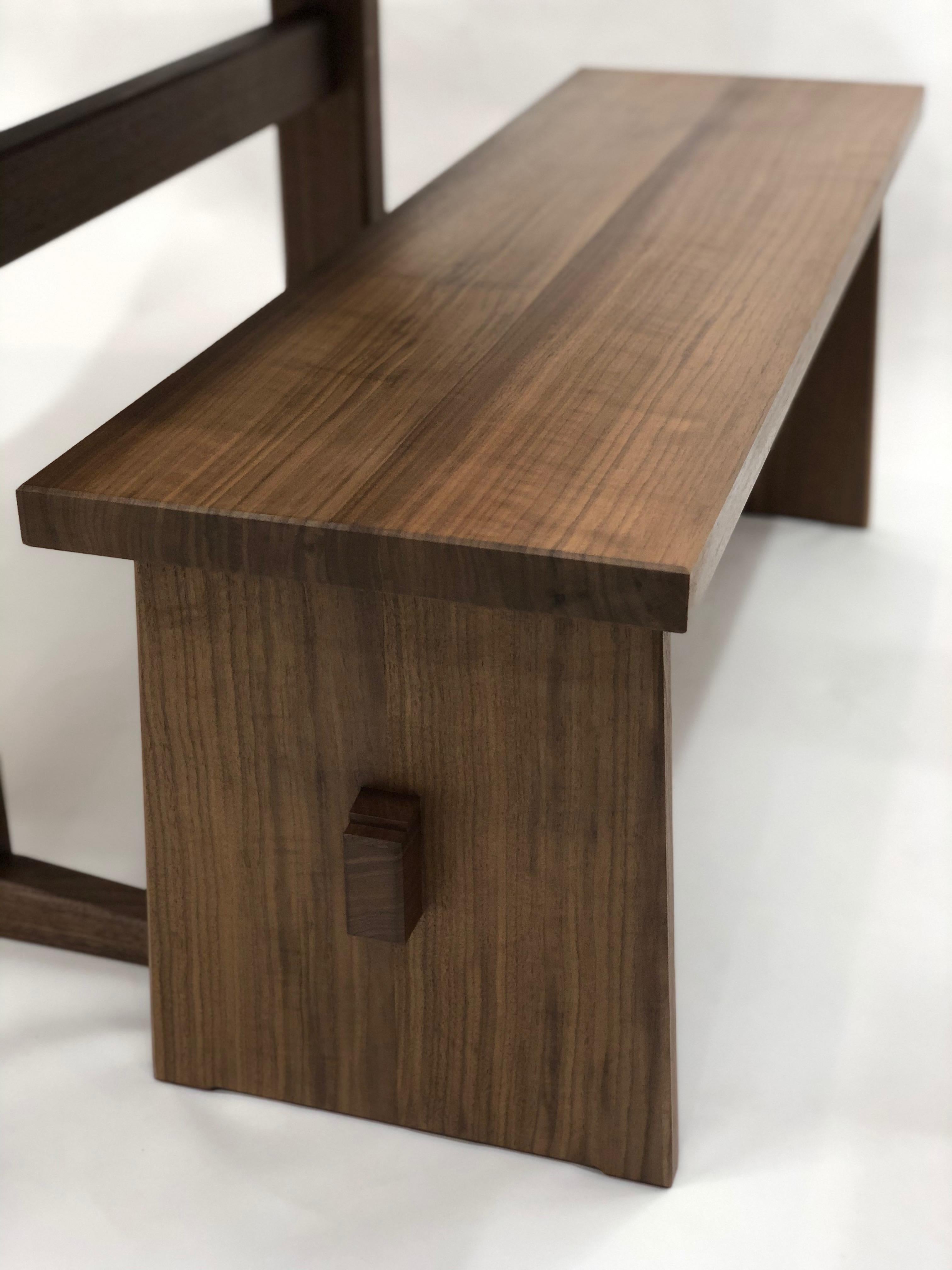 Trestle Base Bench Seat in Quarter Sawn Walnut by Brian Holcombe For Sale 1