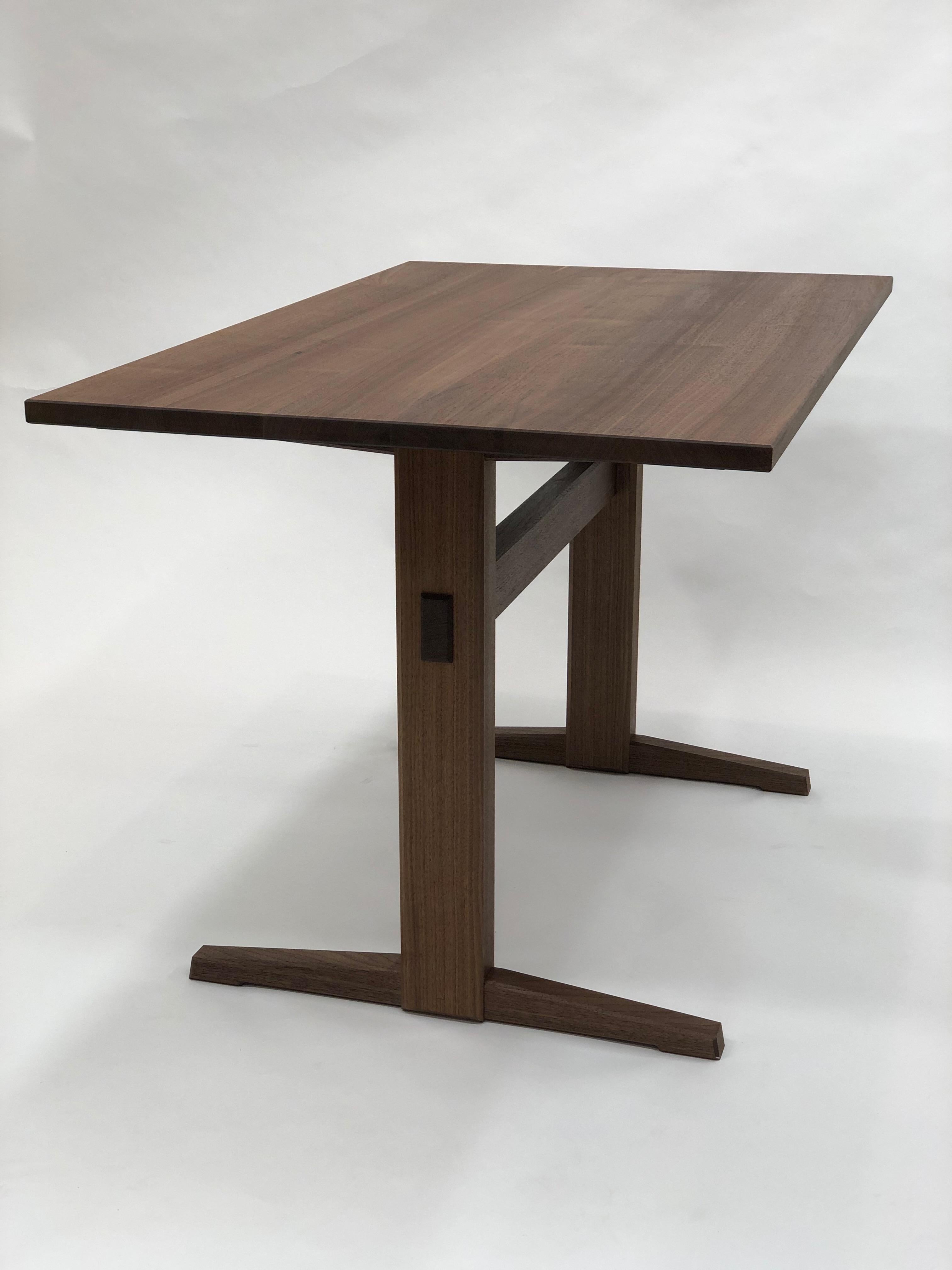 American Trestle Base Dining Table in Quartersawn Walnut by Brian Holcombe For Sale