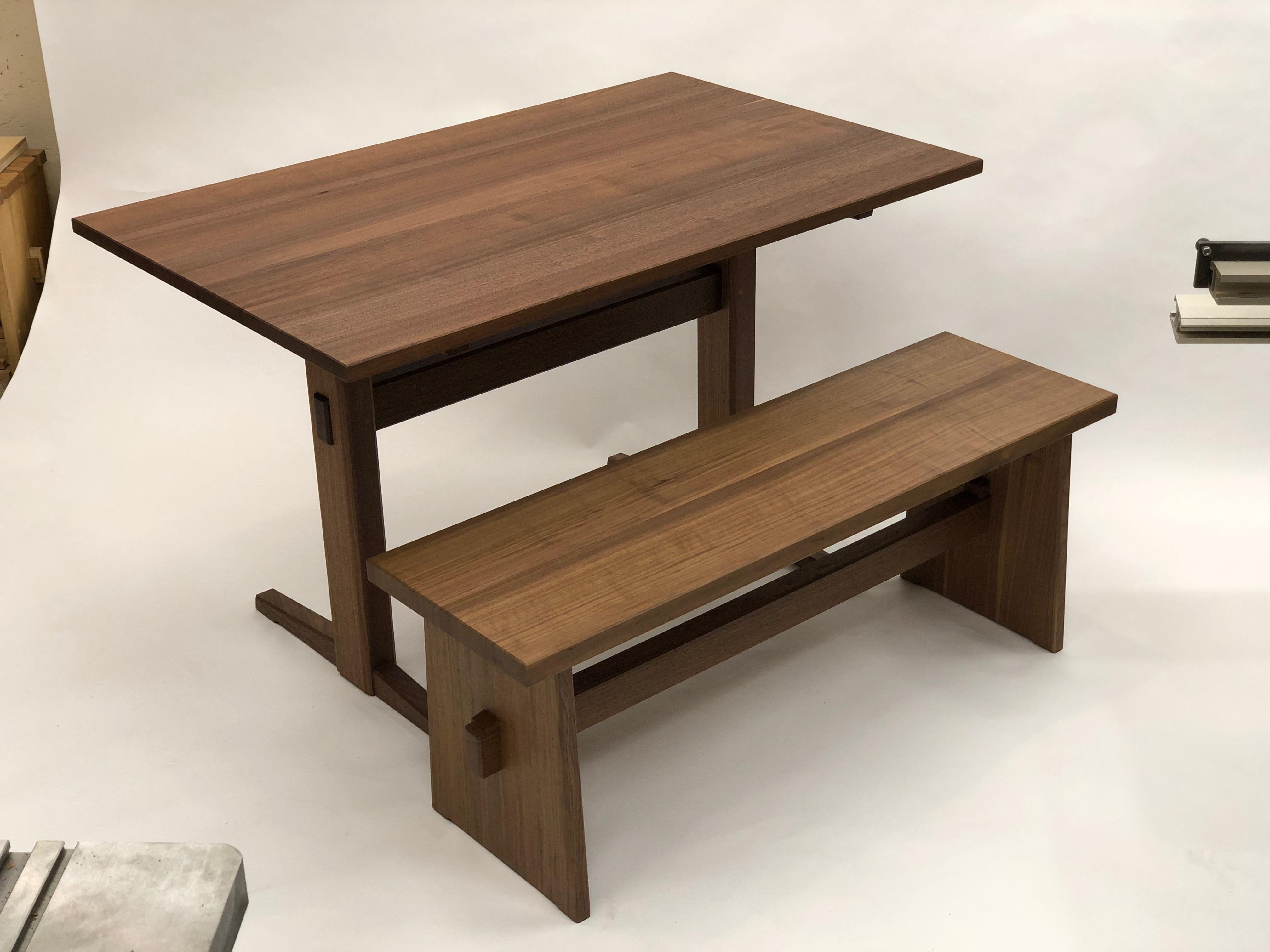 Trestle Base Dining Table in Quartersawn Walnut by Brian Holcombe In New Condition For Sale In Princeton, NJ