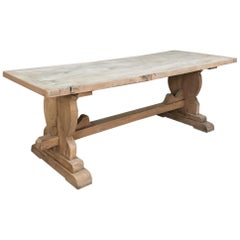 Trestle Dining Table, 19th Century Country French Provincial in Stripped Walnut