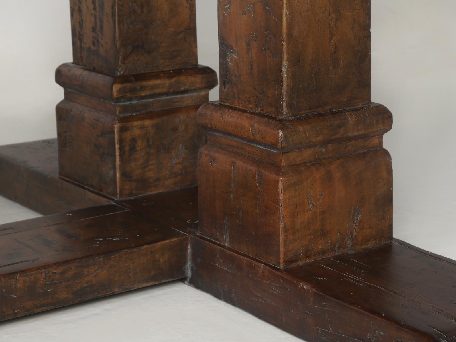 Trestle Esstisch, handgefertigt von Old Plank, Sitz aus aufgearbeiteter Eiche, 16 Personen, jede Größe (Eichenholz) im Angebot