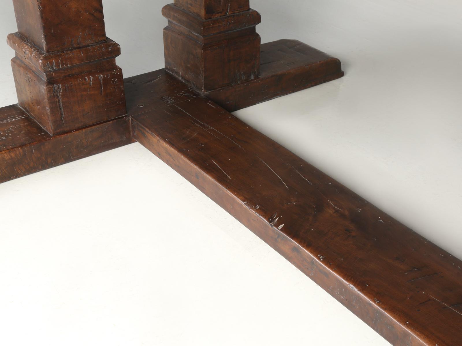Trestle Esstisch, handgefertigt von Old Plank, Sitz aus aufgearbeiteter Eiche, 16 Personen, jede Größe im Angebot 3