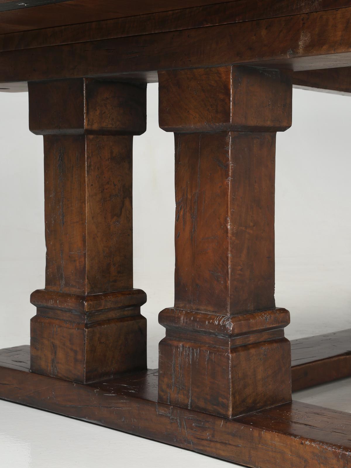 Trestle Esstisch, handgefertigt von Old Plank, Sitz aus aufgearbeiteter Eiche, 16 Personen, jede Größe im Angebot 6