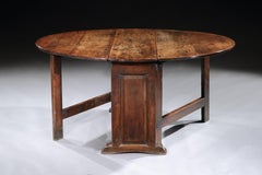 Trestle Gateleg Table, Museum Piece English Jacobean Cedarwood, Panelled