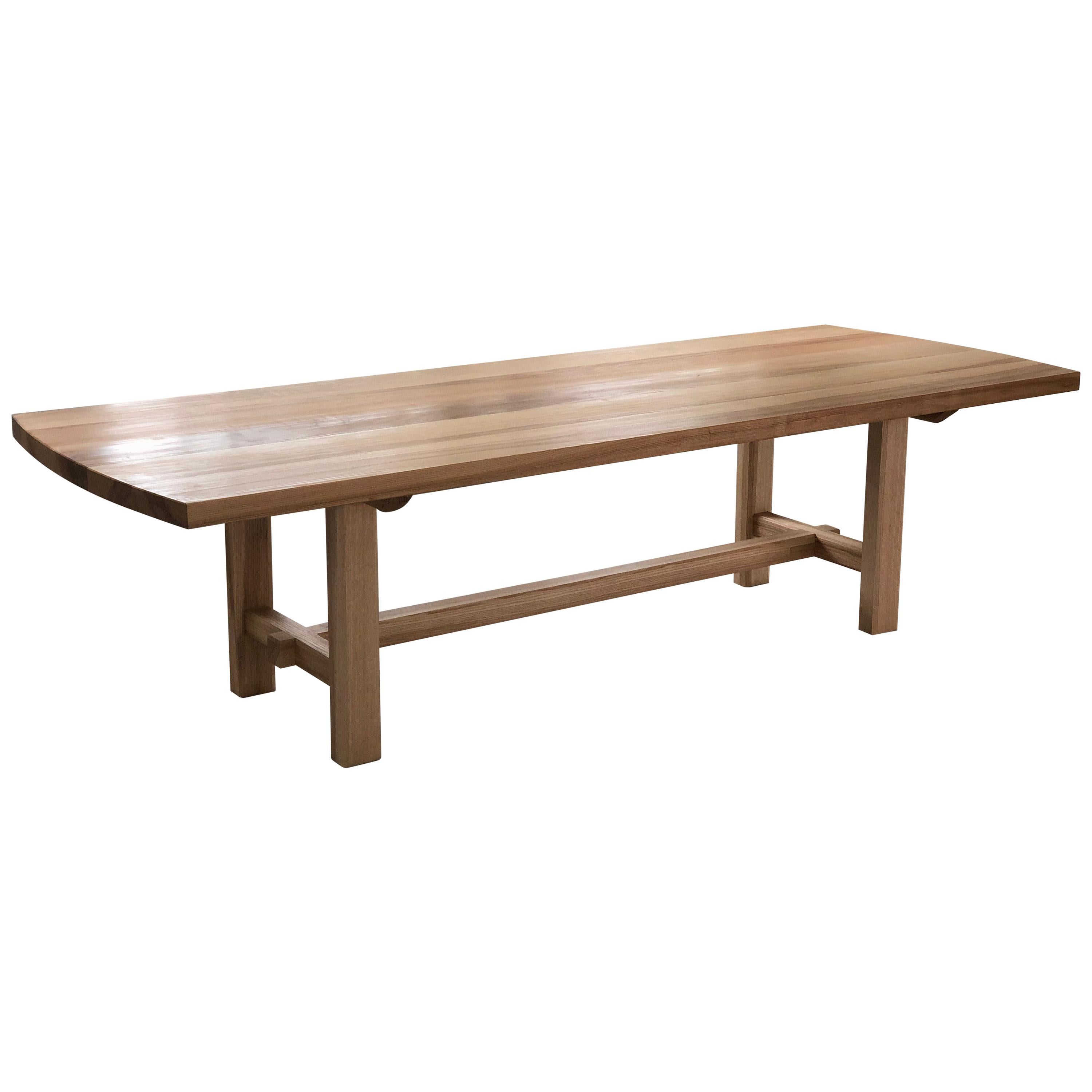 Trestle Leg Dining Table in Oiled Ash For Sale