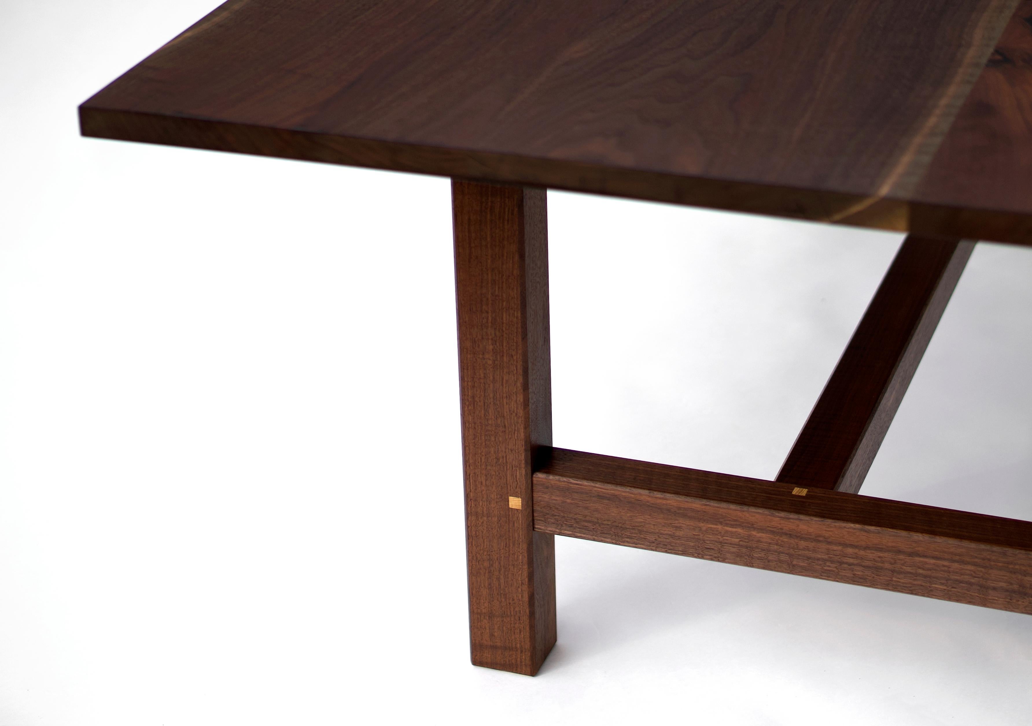 Contemporary Trestle Leg Dining Table in Oiled Walnut For Sale