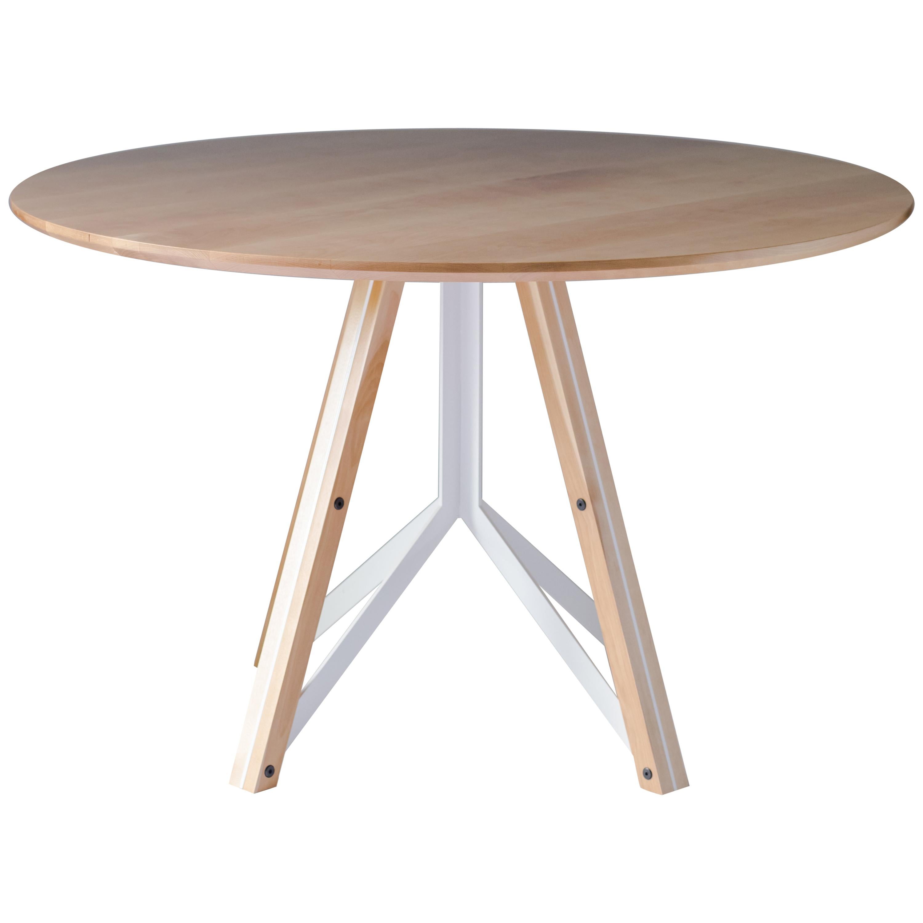Trestle, Modern Birch and Powder Coated Steel Round Dining Table