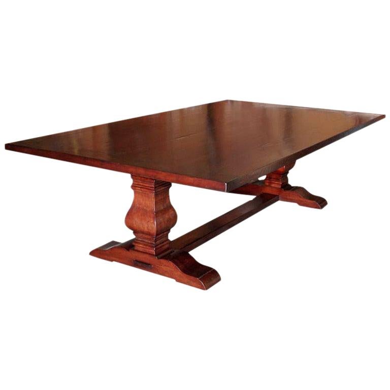 Trestle Table in Distressed Cherrywood, Built to Order by Petersen Antiques For Sale