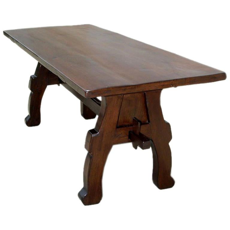 Table à tréteaux en chêne vintage, fabriquée sur commande
