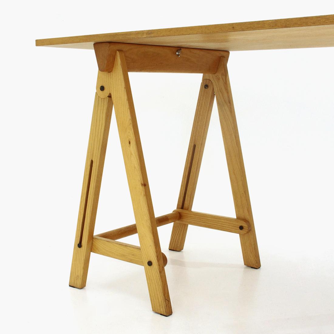 Trestle Table in Wood, 1970s 4