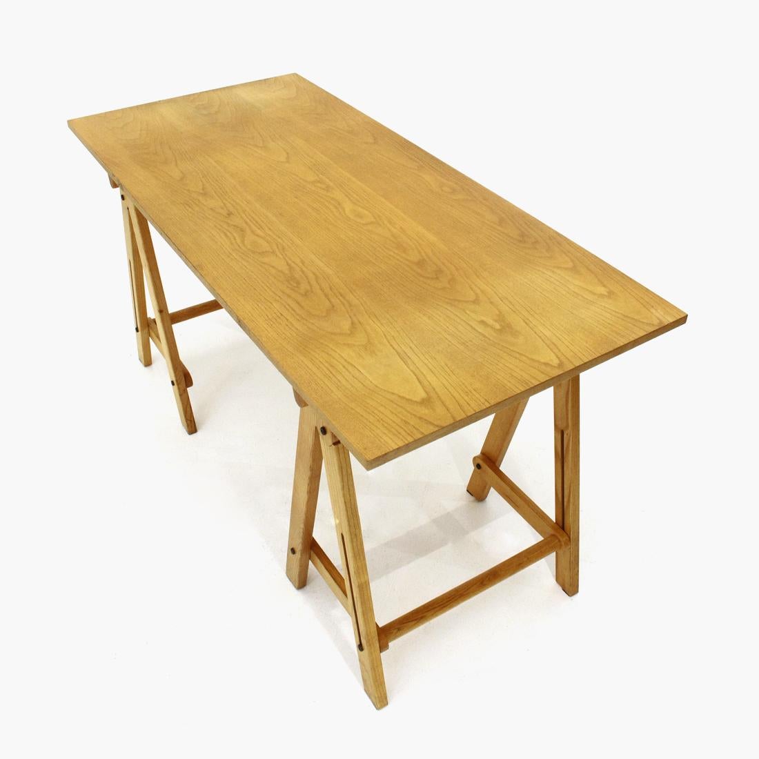 Late 20th Century Trestle Table in Wood, 1970s
