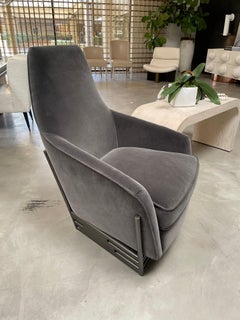 Trestles Chair, Modern Design in a Charcoal Velvet Showroom Sample