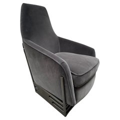 Trestles Chair, Modern Design in a Charcoal Velvet Showroom Sample