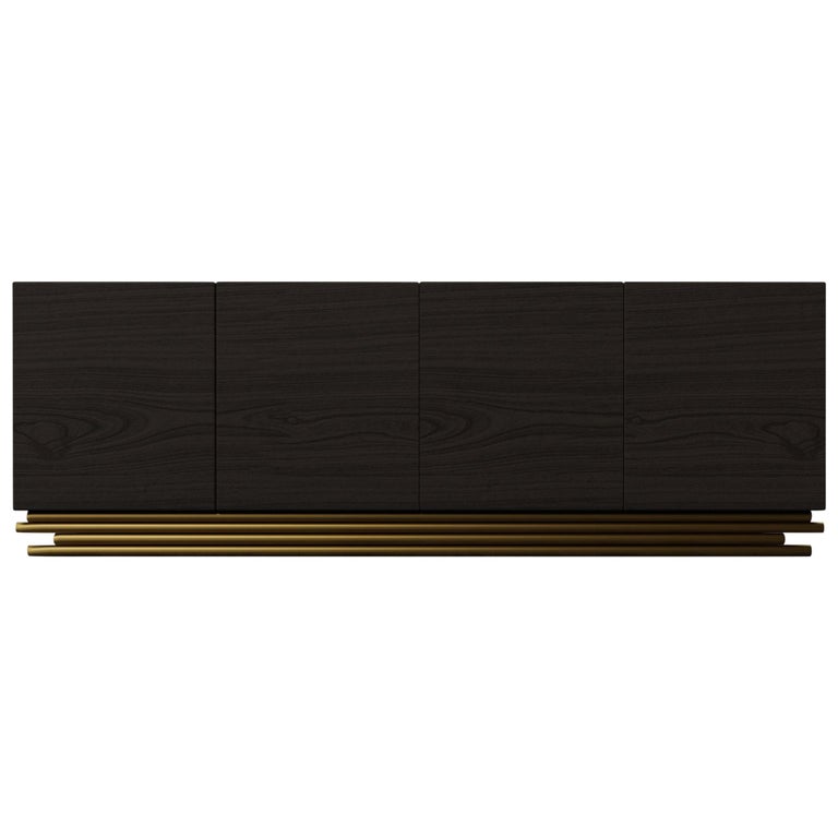 TRESTLES CREDENZA, Modern Cabinet with Metallic Lacquer Metal Base For Sale