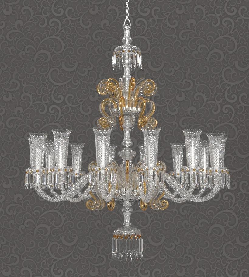 This luxury chandelier is part of Aysan flagship range called Trevi.
Trevi represents the peak of Bohemian craftsmanship – it is a Classical chandelier design with a note of Italian sense of luxury.

Each crystal piece is made by hand, thus every
