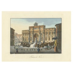 Trevi Fountain Rome – Antique Hand-Coloured Italian View by Gigli (c.1850)