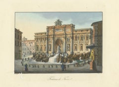 Trevi Fountain Rome – Antique Hand-Coloured Italian View by Gigli (c.1850)