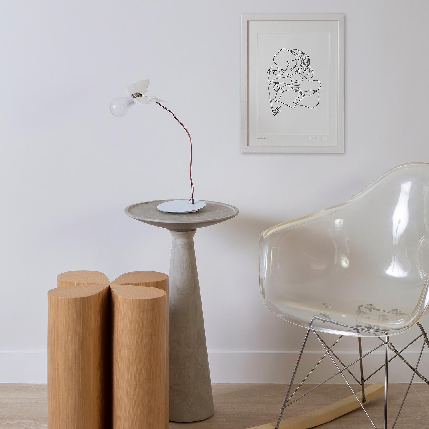 This side table is inspired by the outline of a four-leaf clover, which brings a lot of meanings behind it. They say it is a sign of good luck, good fortune and, in addition, the four-leaf clover can also represent cycles. The four phases of the