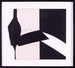Vintage British abstract, 1970 'Slide' by St. Ives artist Trevor Bell, Black and white 
