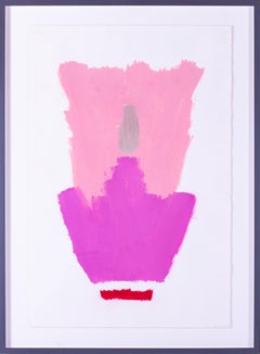 1978 Trevor Bell dipinto a guazzo "Quattro", inglese, rosa, artista, astratto