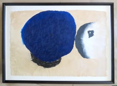Discussion. Peinture abstraite en techniques mixtes sur papier, 1998. Signé