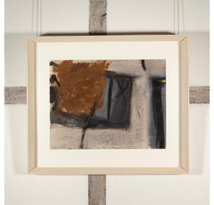 Raw Sienna on Grey, Gouache Painting, by Trevor Bell, 1959