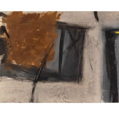 Raw Sienna on Grey, Gouache Painting, by Trevor Bell, 1959